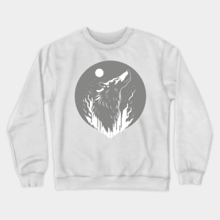 Howling Wolf Design Print Crewneck Sweatshirt